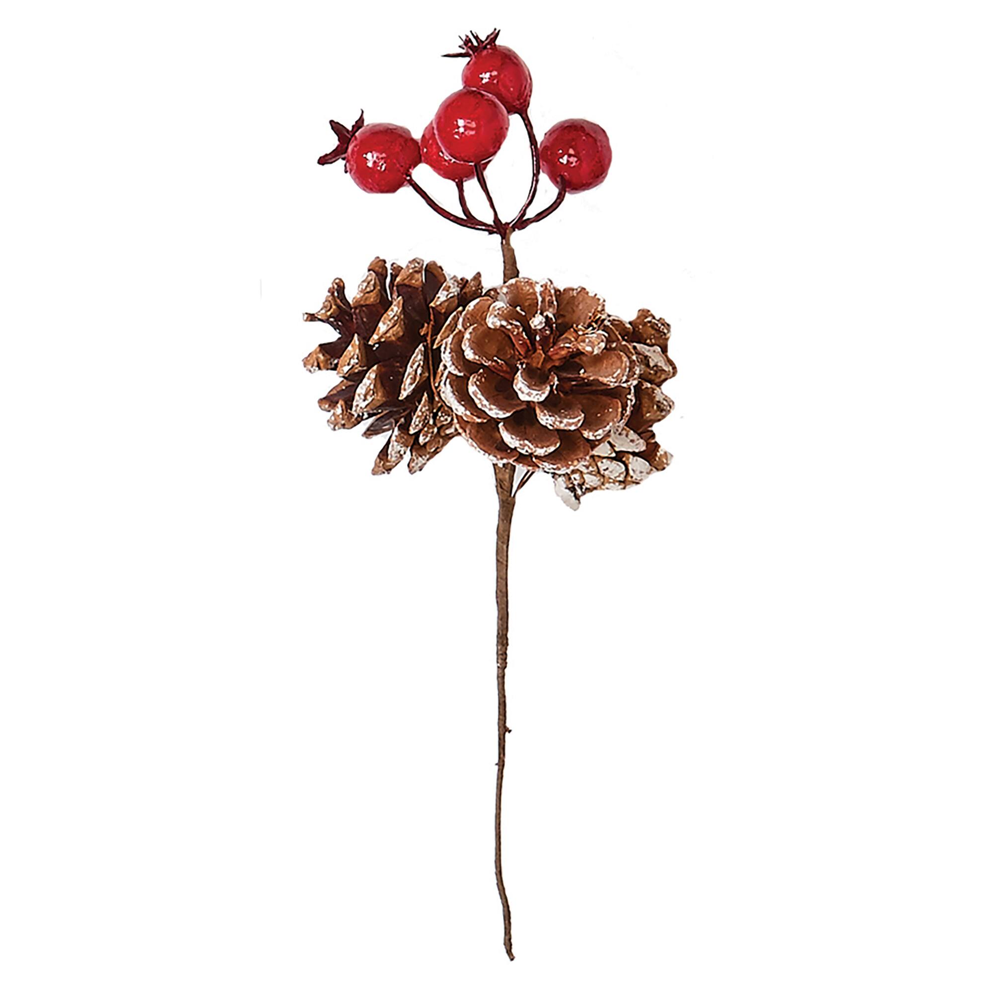 8" White Tip Pinecone Christmas Picks with Berries, 24ct.
